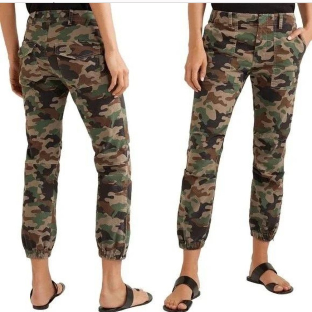 Nili Lotan Cropped French Military Joggers Pants Camo Stretch Twill Cotton 8